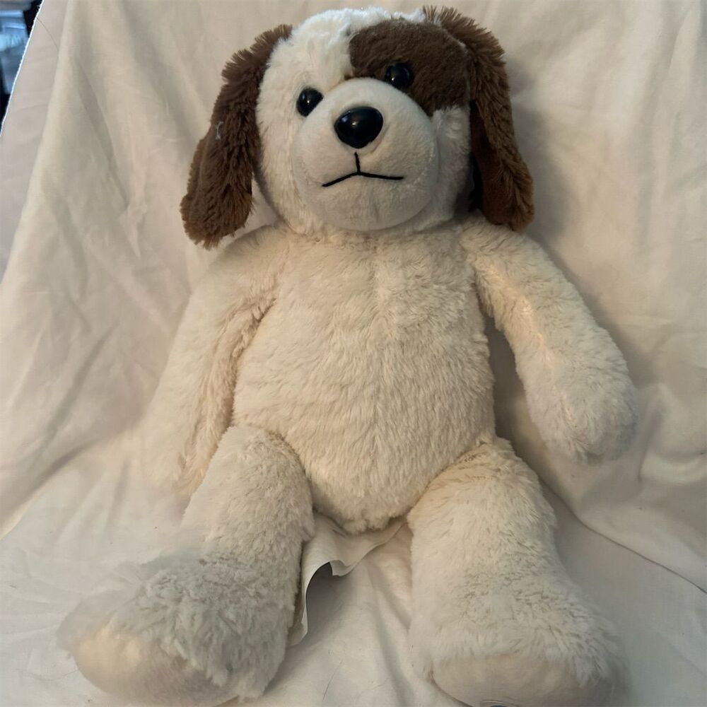 Vintage Leader Light Brown White Dog Plush Puppy Vibrates Soft Stuffed Toy 14"